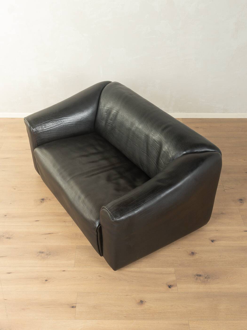 DS-47 two-seater sofa by de Sede, 1970s, black nappa leather