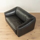 DS-47 two-seater sofa by de Sede, 1970s, black nappa leather