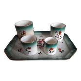 Plateau avec ses 4 tasses vintage de la faiencerie Fives Lille