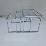 Danish tables, nickel-plated, 3 in 1, loft