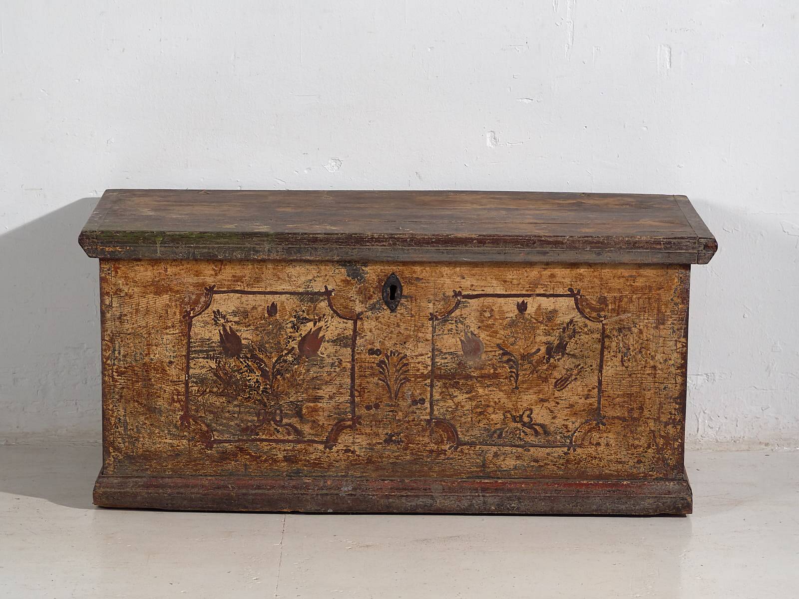 Antique solid gilded wooden chest dated 1846 #86