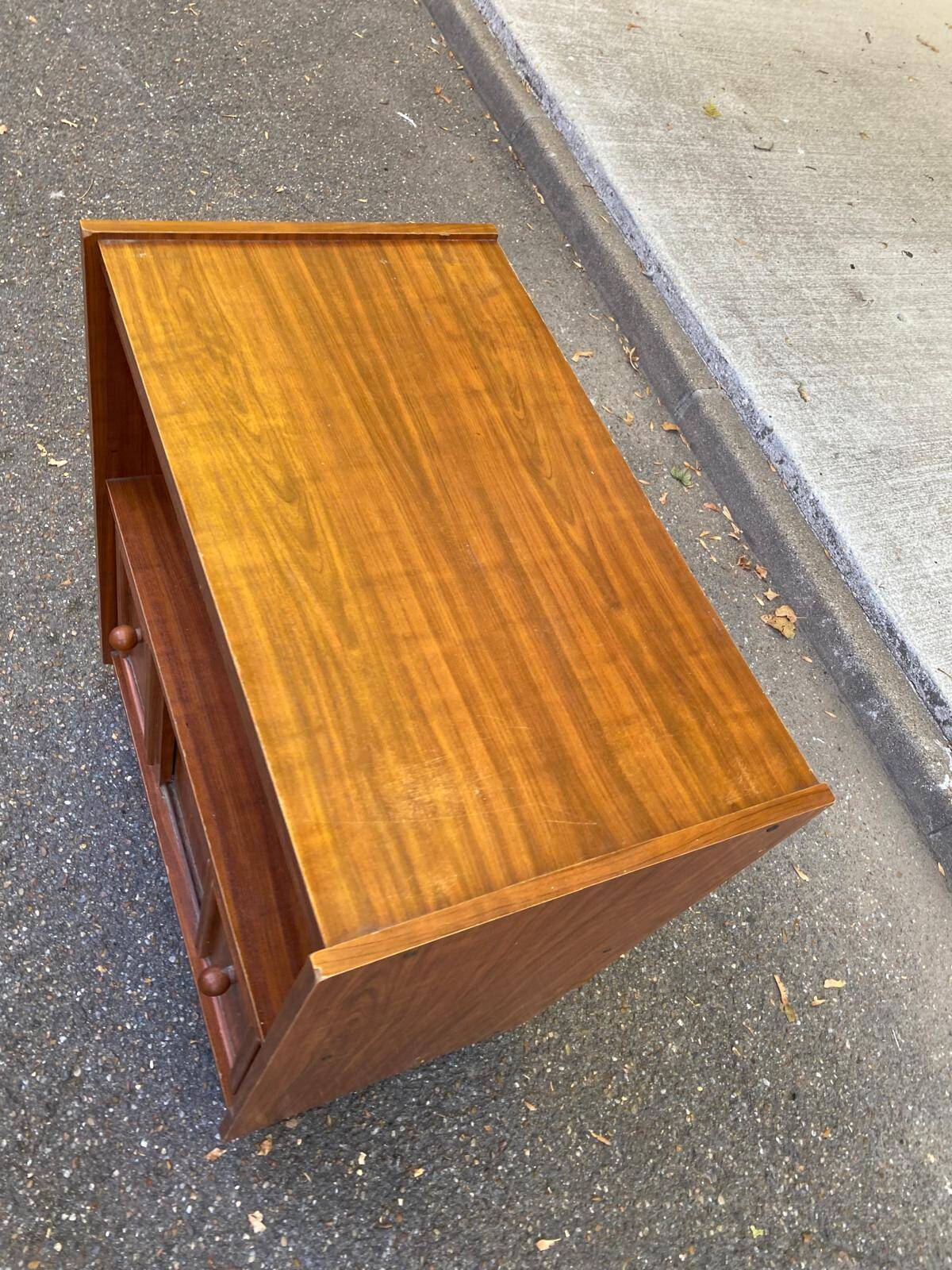 Vintage TV/Hi-Fi Unit on Wheels in Walnut Style, made in France 1970.