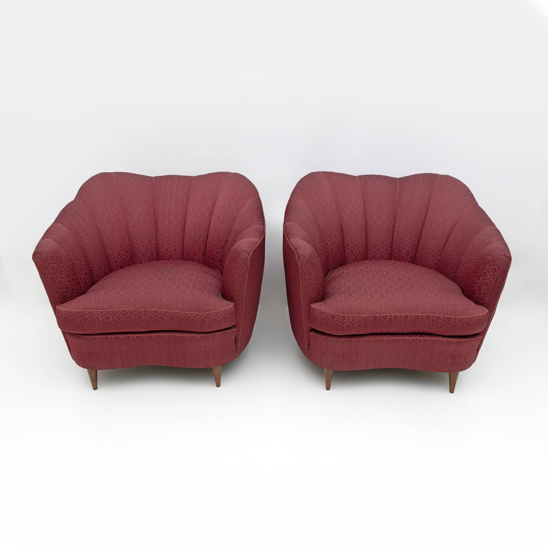 Pair of Gio Ponti Mid-Century Modern Velvet Armchairs for Casa e Giardino