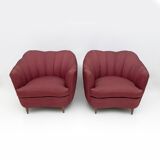 Pair of Gio Ponti Mid-Century Modern Velvet Armchairs for Casa e Giardino