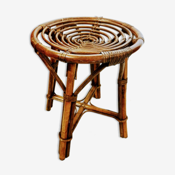 Tabouret en rotin brun