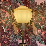 American glass and metal floor lamp 200 cm, 1950s design.