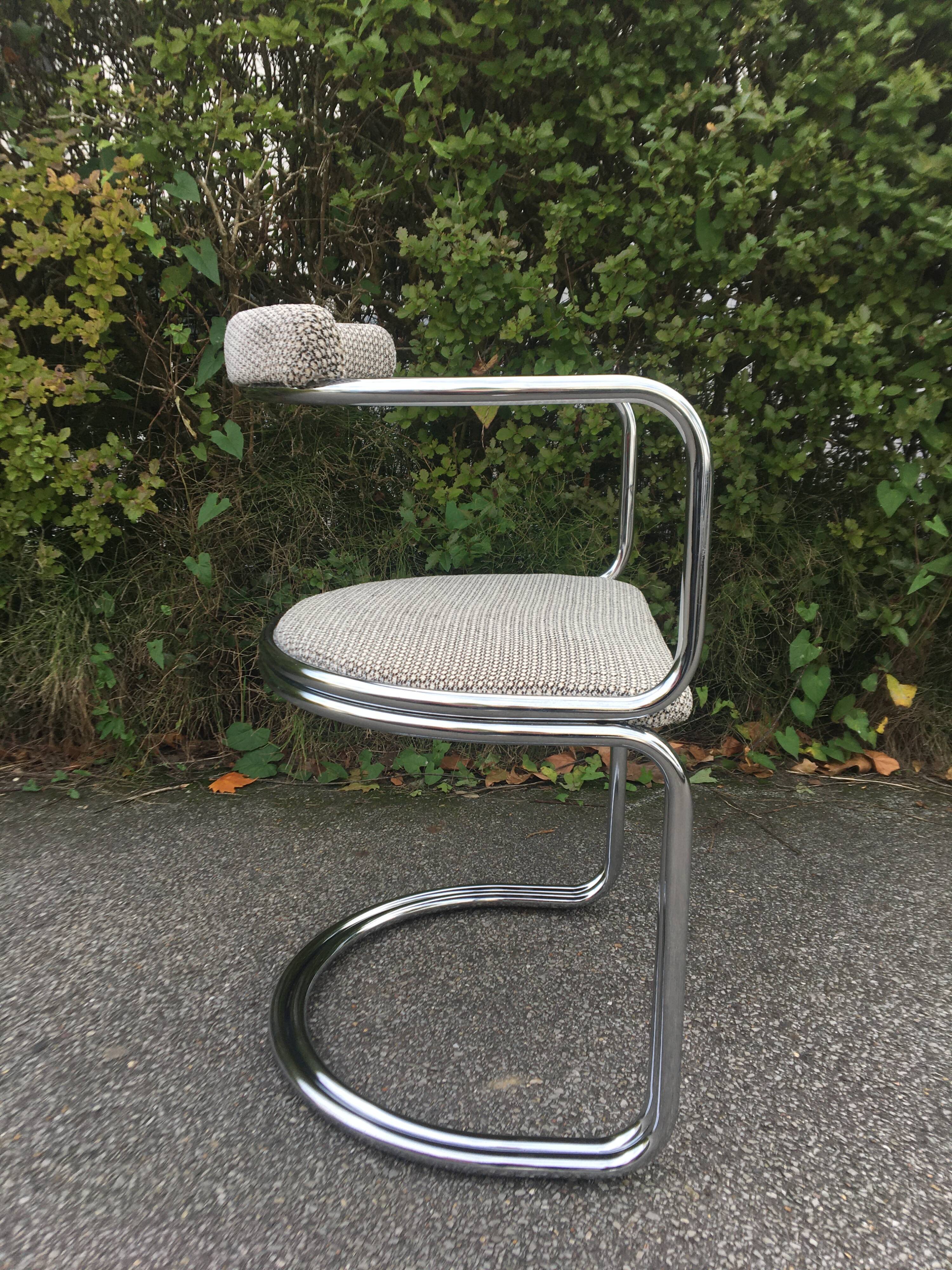 Chrome steel tube chair and fabric, 1970s
