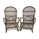 Paire de fauteuils rotin vintage