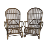 Pair of vintage rattan armchairs