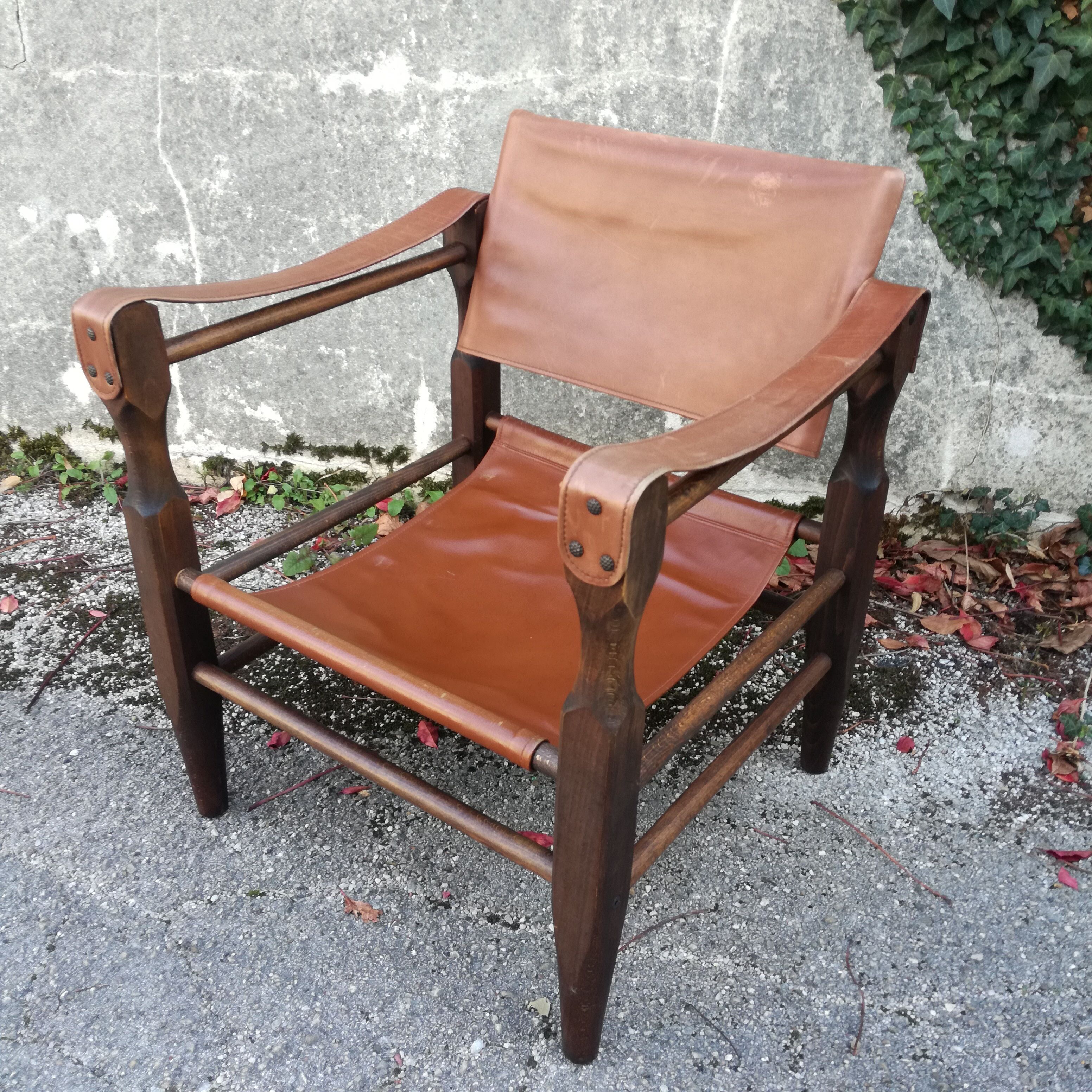 Fauteuil Safari cuir et simili cuir