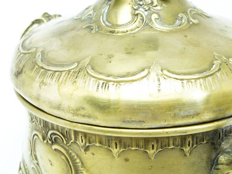 Rococo sugar bowl, silver-plated brass, Poland, early 20th century