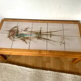 Vintage elm and ceramic coffee table