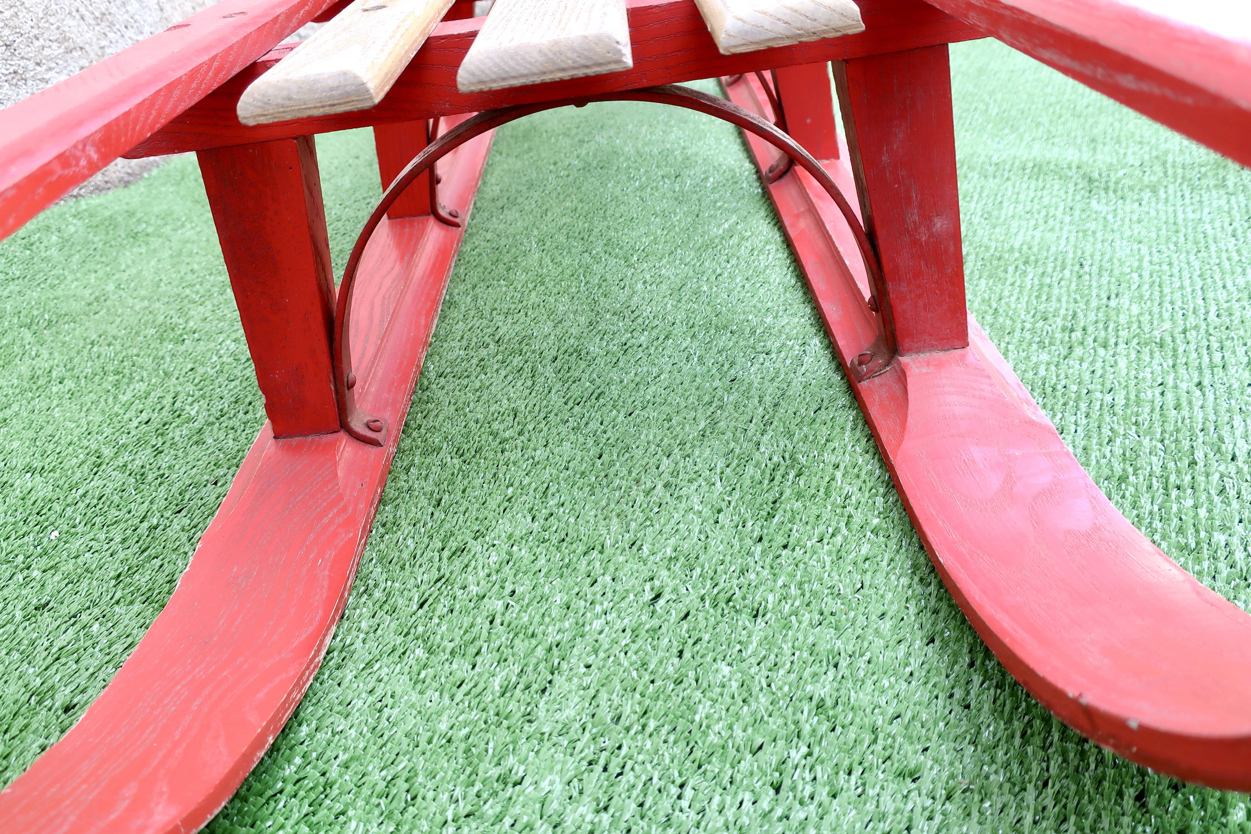 Vintage two-seater sled oak wood 1930's 106 cm