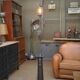 Old gas pump floor lamp in cast iron metal and glass 1930