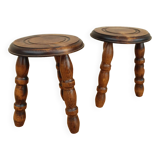 Set of 2 tripod stools.