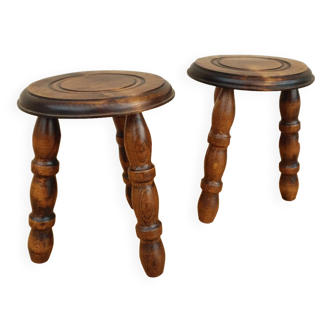 Set of 2 tripod stools.