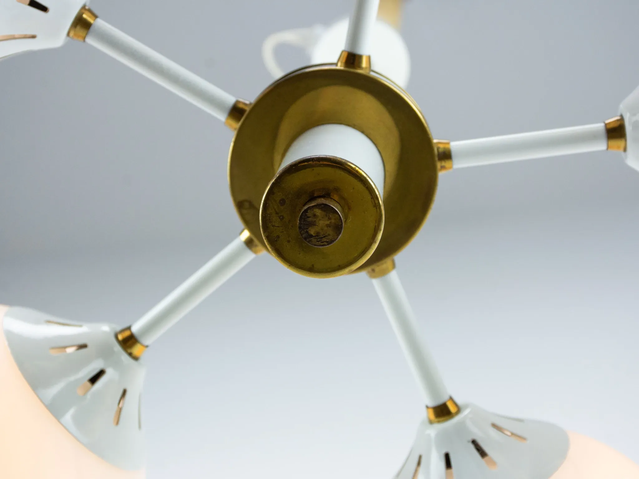Vintage White 1970s Sputnik Chandelier – Mid-Century Modern Ceiling Light