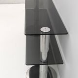 Mid-century Modern Italian Chromed Steel and Smoked Glass Console, 1970s