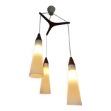 Scandinavian teak and glass pendant light 1960