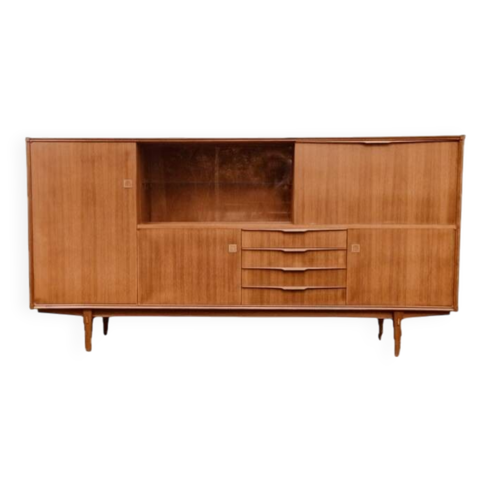 High teak enfilade from 1965 - Dimensions: L250 H130 D44