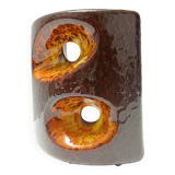 Postmodern Brown and Orange Glazed Ceramic Vase Item by Giovanni Bertoncello