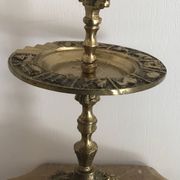 Vintage solid brass ashtray with zodiac sign decor