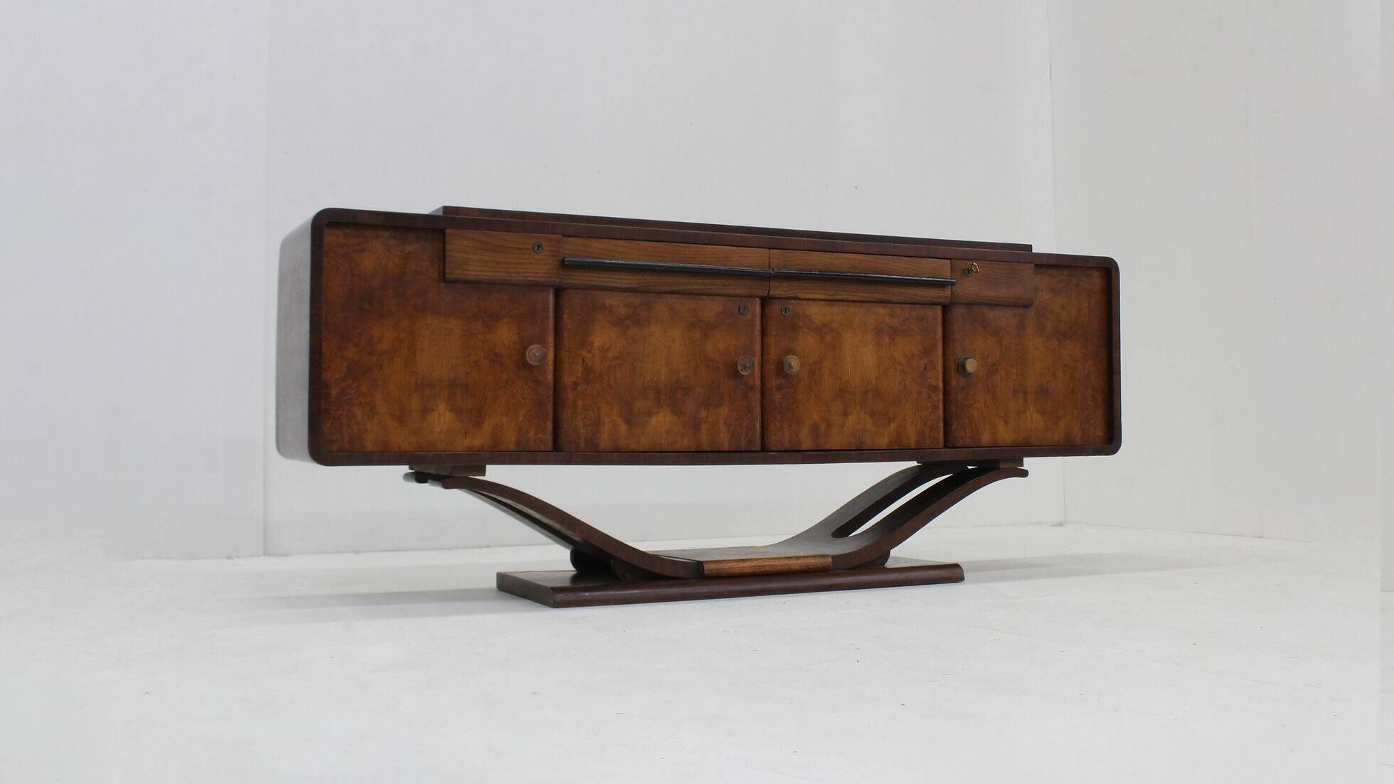 Vintage Italian Art Deco sideboard in burl wood 1930s
