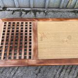 Vintage Yew Wood Bench with 3 Cushions