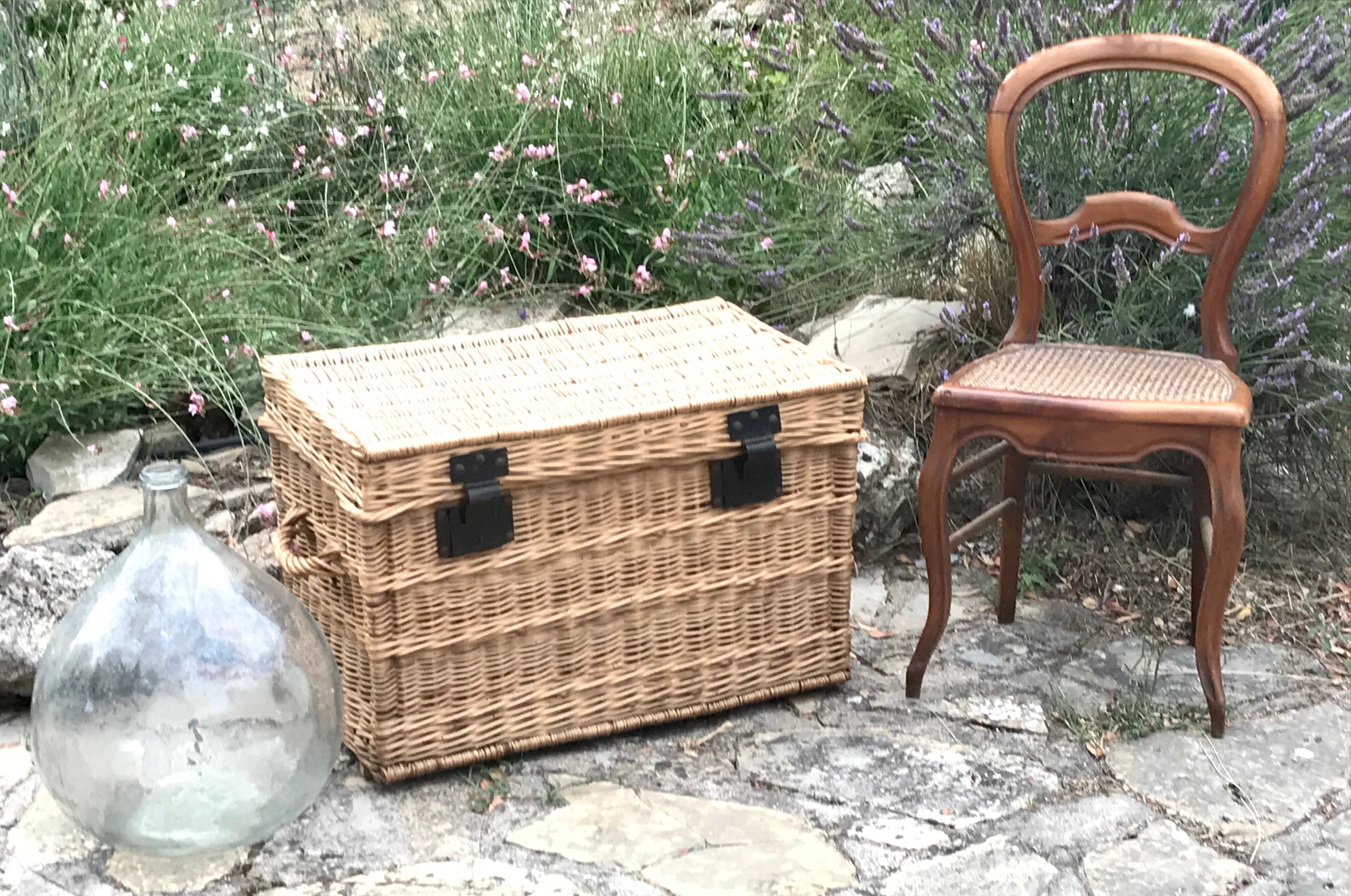 Vintage rattan trunk