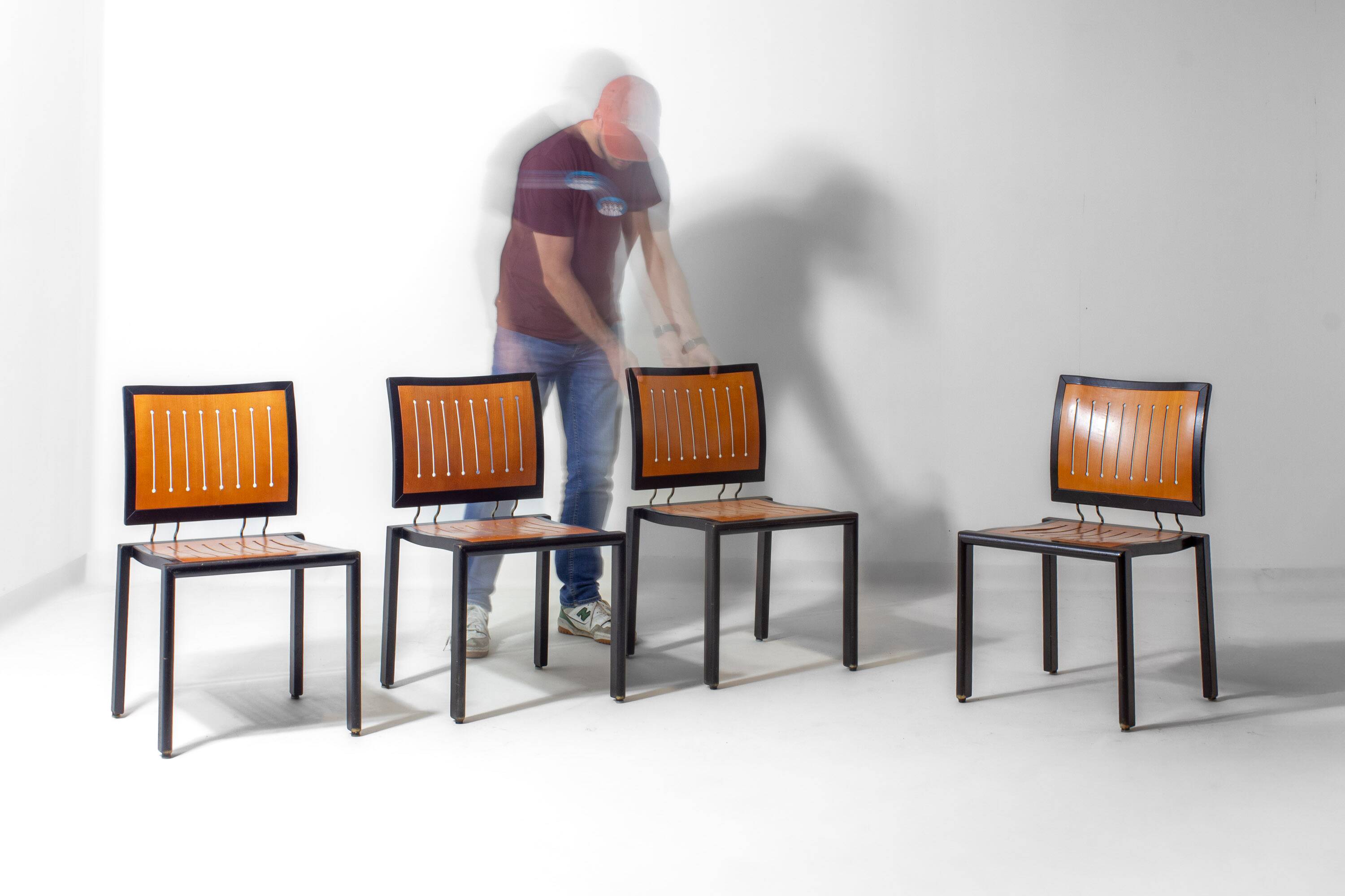 Set of 1980s Bruno Rey Quadro chairs for Dietiker Switzerland
