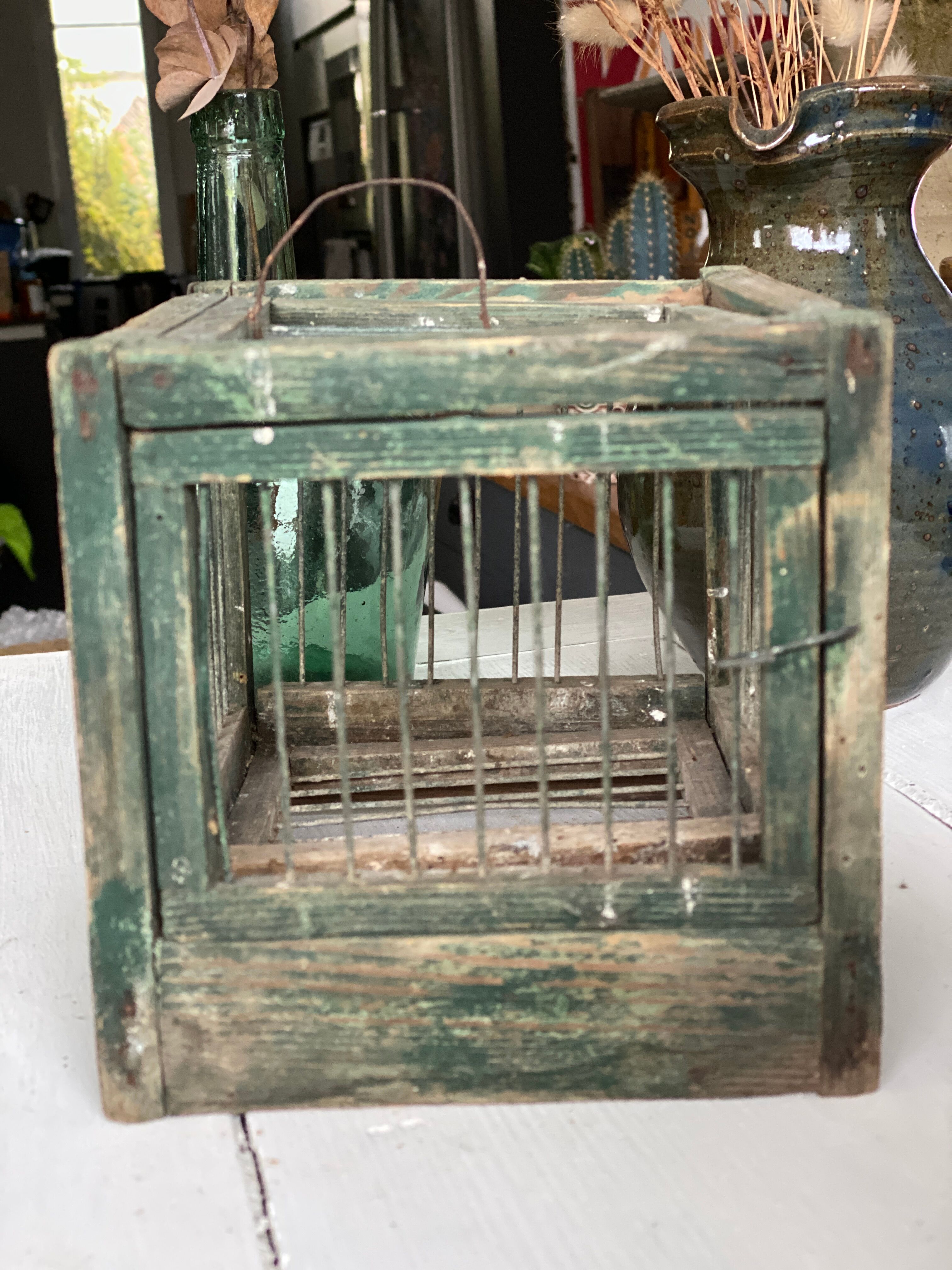 Cage à oiseaux en bois et acier