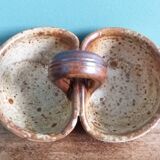 Stoneware salt and sauce dish from Puisaye, signed Jean-Pierre Prud’homme