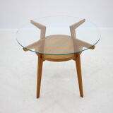 1960s Oak and Glass Coffee Table, Czechoslovakia