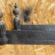 Pair of Napoleon 3 neoclassical cast iron fireplace andirons + brass ball