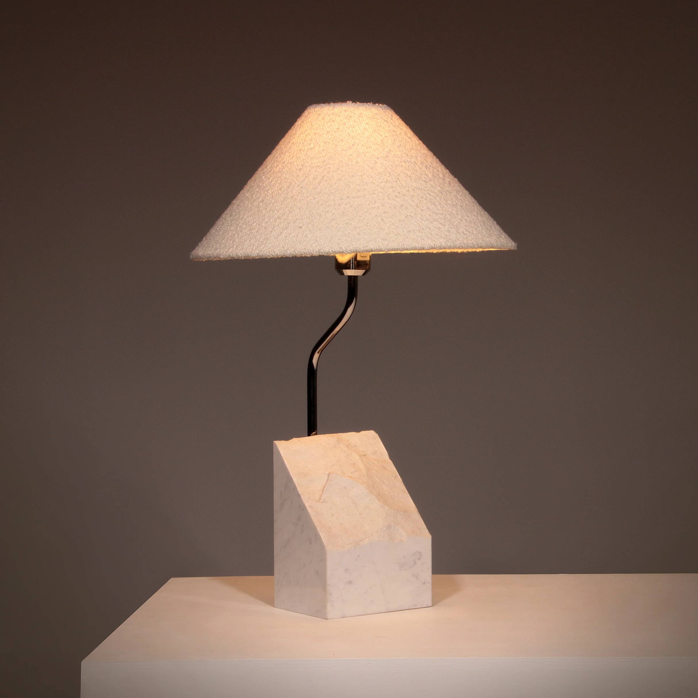 Marble and steel table lamp from Bergboms Scanlicht, 1970s, Sweden