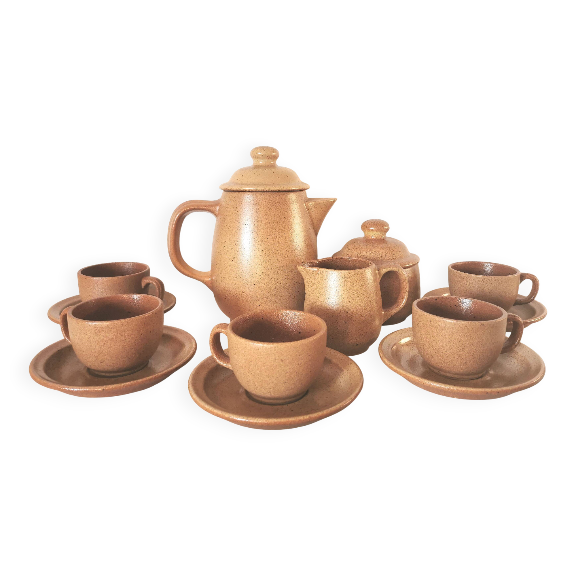 brown stoneware coffee set from the 70s