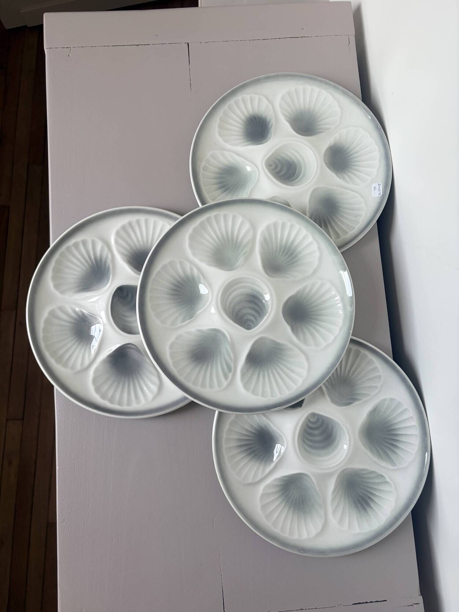 4 vintage oyster plates Moulin des Loups in porcelain 2106172