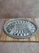 Vintage silver-plated metal tray with a segmented glass aperitif dish.