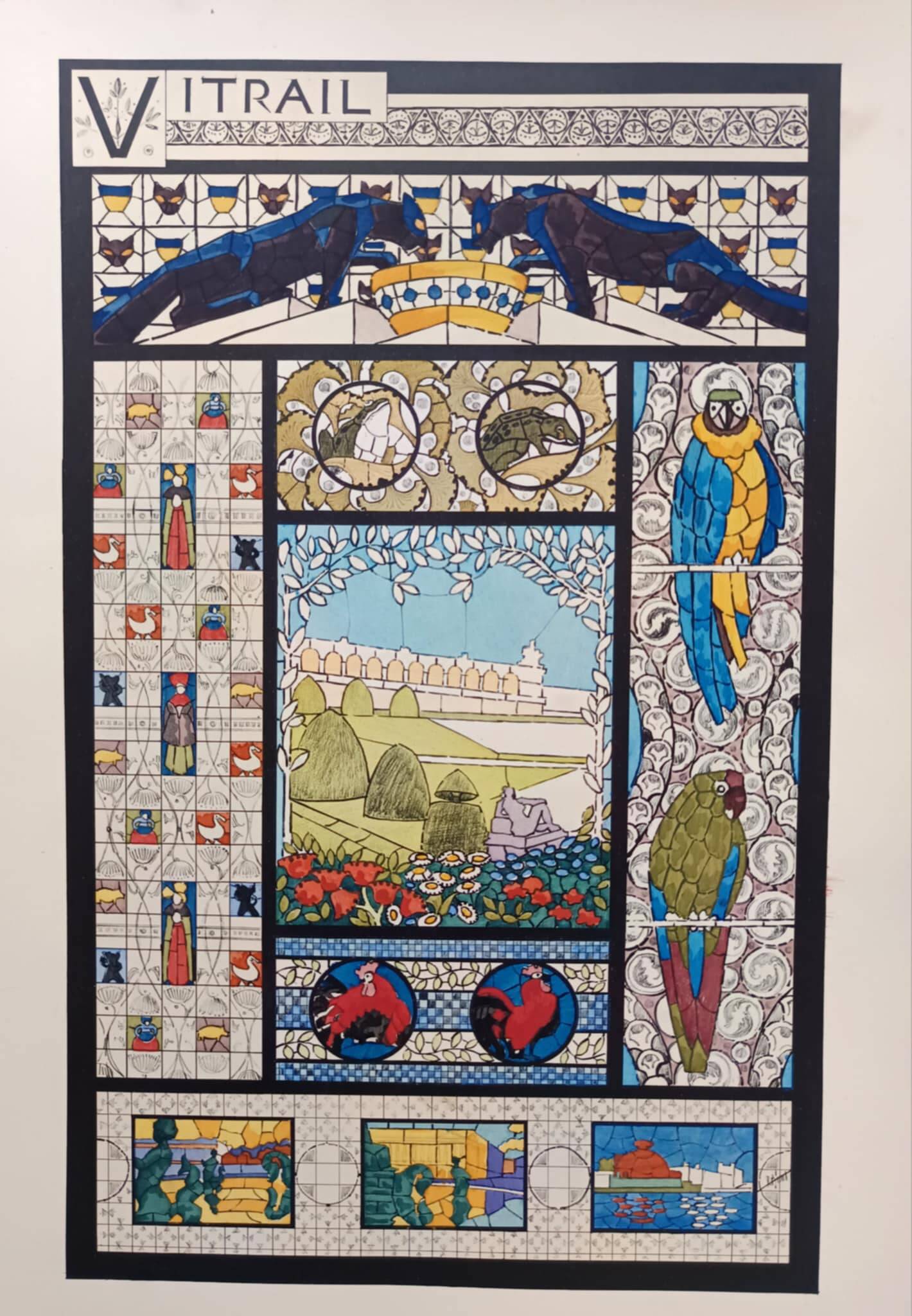 Art Nouveau illustration of a stained glass window by René Binet, 1902
