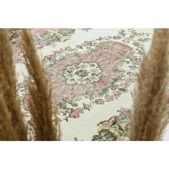 1970s Vintage Turkish Oushak Handmade Wool Cotton Beige Area Rug 179x311