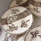 8 Terre de Fer dessert plates, 19th century