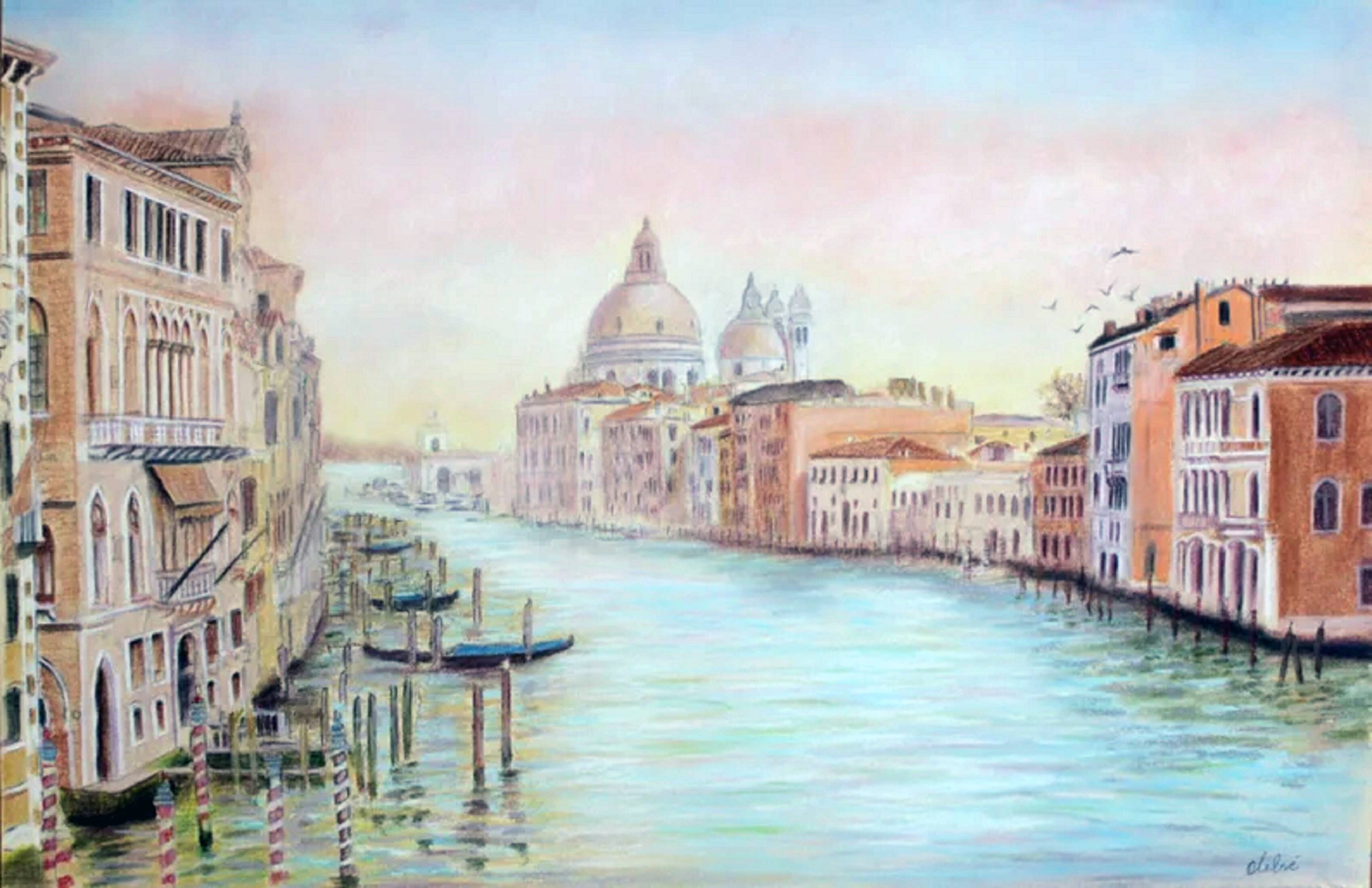 Dibujo de Venecia. Grand canal.