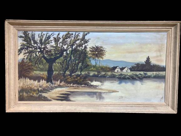Painting of a landscape signed LEF