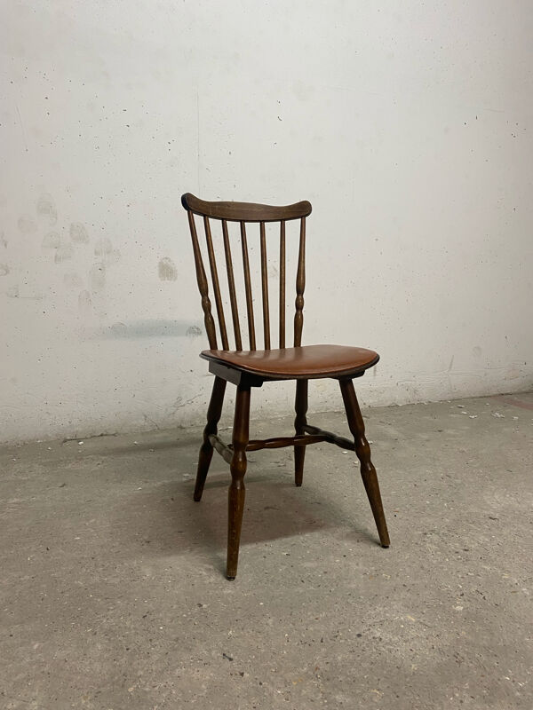 Chaise vintage « Western » en bois foncé