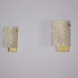 Paire d’appliques cristal & laiton 1970’s