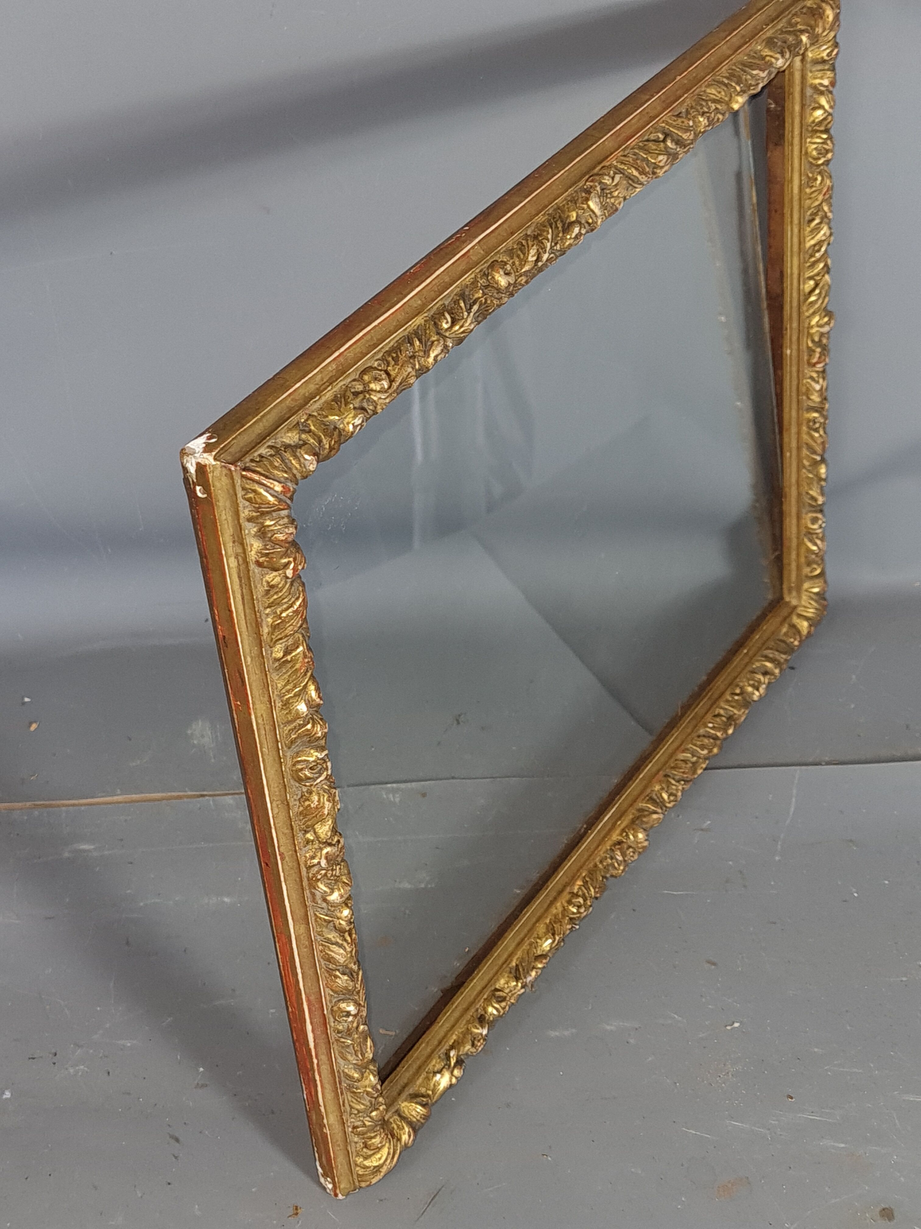 Nineteenth century frame gilded stucco wood decoration of roses 34x27 foliage 30.8x24.2 cm SB