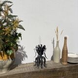 Brutalist organic candle holder in black metal
