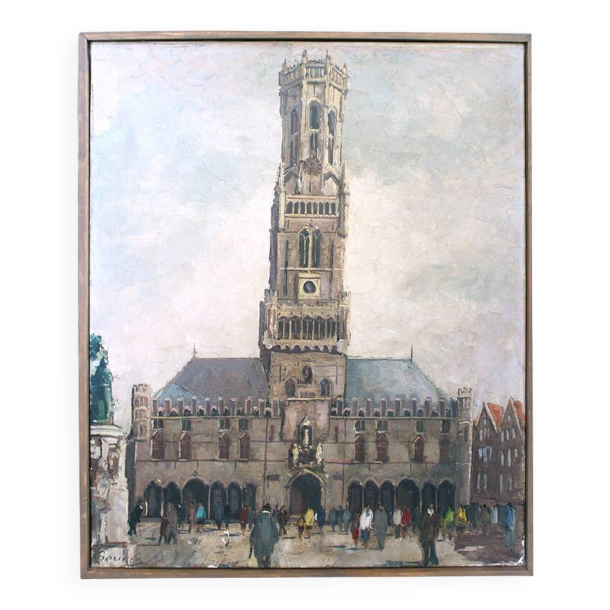 Mid Century Oil Painting of Bruges Oil Painting