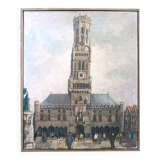 Mid Century Oil Painting of Bruges Oil Painting