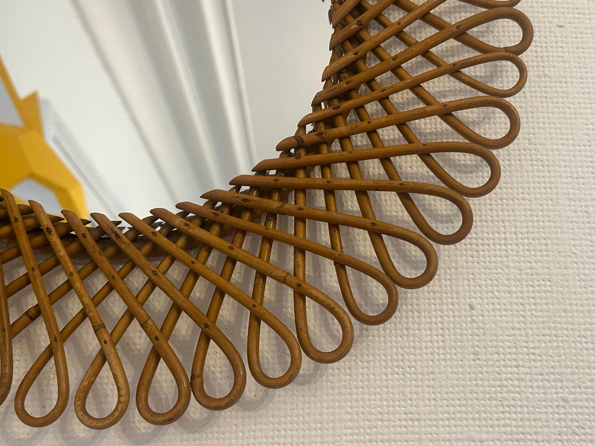 Vintage wicker art rattan mirror